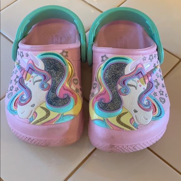 girls unicorn crocs